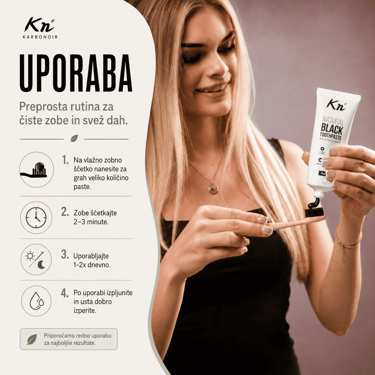 Uporaba Karbonoir zobne paste